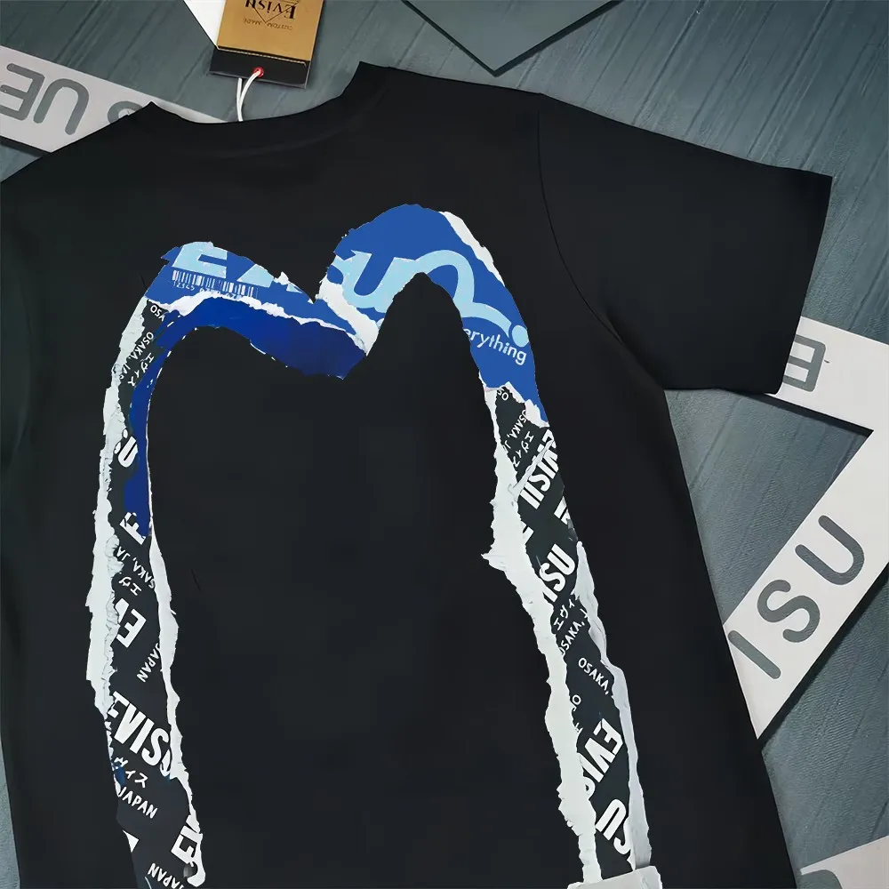 Evisu 2025New Arrival T ⚠ Quality⚠ Same Style T 。 ，Black S-XXL，White S-XXL，Gray M-XXL，Red S-XXL， Red M-XXL Blue M-XXL